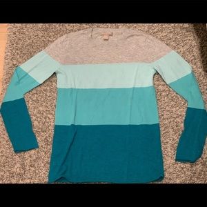 Banana Republic Women XS Gray Teal Stripe Sweater